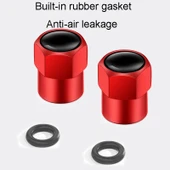 4lü Set Altıgen Metal Siyah Lastik Sibop Kapağı Evrensel Araba Modifiye - 5