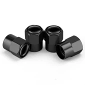 4lü Set Altıgen Metal Siyah Lastik Sibop Kapağı Evrensel Araba Modifiye - 1
