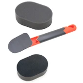 Uzun Saplı Lastik Parlatma Fırçası ve Sünger 2 Set - 2