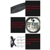 11537DC Şarjlı LED Işıklı Gözlük Büyüteci 1.5X 2.5X 3.5X 5X - 5