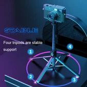 360 Derece Dönen Katlanabilir Bluetooth Selfie Çubuğu Canlı Stand P225 TK Tek Klips - 4