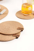 Dekoratif Salyangoz Jüt Dokuma Bardak Altlığı, 6'lı Bardak Altlığı - 9