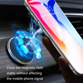 Q6 Manyetik Araç Telefon Tutucu Siyah Yuvarlak Gösterge Paneli Navigasyon Aparatı - 6