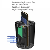 Araba Bardaklık Kablosuz Şarj Cihazı 4'ü 1 Arada Model X13 15W/10W/7.5W/5W Hızlı Şarj - 6