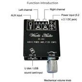 ZK-LT21 Mini Bluetooth 5.1 Ses Alıcı Modülü Güç Amplifikatörlü Dijital D Stereo Çift Kanal - 3