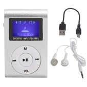 128MB Hafızalı Mini Metal Lavalier MP3 Müzik Çalar Ekranlı Gri - 1