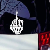 10 Adet Beyaz Reflektörlü Araba ve Motosiklet Stickerı Orta Parmak Tasarımlı - 3