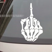 10 Adet Beyaz Reflektörlü Araba ve Motosiklet Stickerı Orta Parmak Tasarımlı - 2