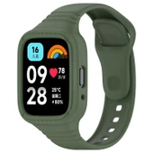 Xiaomi Redmi Watch 3 Active Tam Kapsül Silikon Saat Kayışı Koyu Yeşil - 1