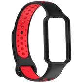 Xiaomi Smart Band 8 Active Siyah Kırmızı Çift Renkli Nefes Alabilir Spor Silikon Saat Kayışı - 4