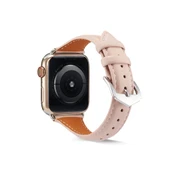 Apple Watch 3 2 1 Serisi 38mm İnce Deri Kordon Pembe - 4