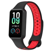 Xiaomi Smart Band 8 Active Siyah Kırmızı Çift Renkli Nefes Alabilir Spor Silikon Saat Kayışı - 1