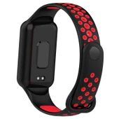 Xiaomi Smart Band 8 Active Siyah Kırmızı Çift Renkli Nefes Alabilir Spor Silikon Saat Kayışı - 2
