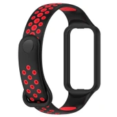 Xiaomi Smart Band 8 Active Siyah Kırmızı Çift Renkli Nefes Alabilir Spor Silikon Saat Kayışı - 3