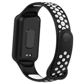 Xiaomi Smart Band 8 Active Çift Renkli Nefes Alabilir Spor Silikon Saat Kayışı Siyah Beyaz - 2