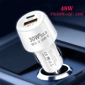 P29 48W PD30W ve QC3.0 18W Beyaz Çift USB Portlu Araç Şarj Cihazı - 5