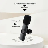 One by One Kablosuz Yaka Mikrofonu Android Telefon ve Bilgisayar için USB C Alıcılı - 2