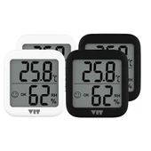 VIT 4'lü İç Mekan Dijital Isı ve Nem Ölçer Siyah-Beyaz Termometre KVT17-01 - 1