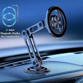 Coofbe Güçlü Metal Magsafe Uyumlu 360 ° Dönebilen Araç İçi Telefon Tutucu Masaüstü Telefon Tutucu Stand thumbnail 1