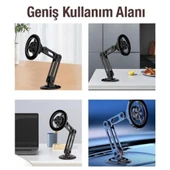 Coofbe Güçlü Metal Magsafe Uyumlu 360 ° Dönebilen Araç İçi Telefon Tutucu Masaüstü Telefon Tutucu Stand thumbnail 10