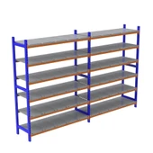 6 Katlı Duble Depo Rafı - 300-350 Kg Taşıma Kapasiteli Hafif Rack Raf  60x90x200 cm - 1