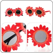 Kırmızı Renk Papatya Şekilli Parti Gözlüğü thumbnail 3