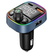 C87B Model Hızlı Şarjlı Bluetooth 50 FM Verici Eller Serbest MP3 U Disk Araç Müzik Çalar - 1