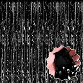 Siyah Ekstra Metalize Parlak Saçaklı Arka Fon Perde thumbnail 3