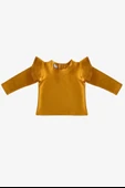 Kız Bebek Sarı Omuz Fırfırlı Bisiklet Yaka Body Sweatshirt - 2