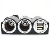 DC 12V 24V Çift USB Çoklu Araç Çakmaklık Çoğaltıcı Adaptör 2 Soketli - 2