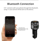 C57 Model Hızlı Kablosuz FM Verici Bluetooth 50 Eller Serbest Araç Şarj Cihazı USB MP3 Çalar - 6