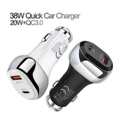 YSY 312PD 38W Yüksek Güçlü Araç Şarj Cihazı Siyah USB C Tip C PD 20W QC3 0 18W - 2