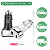 YSY-312 2si1 Arada 18W Taşınabilir QC3.0 Çift USB Araç Şarj Cihazı Beyaz + 1m 3A USB Mikro USB Veri Kablosu Seti - 12