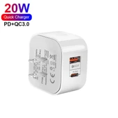 YSY 6087PD 20W PD3.0 QC3.0 Çift Hızlı Şarj Seyahat Şarj Cihazı Type-C to Type-C Veri Kablosu US Priz - 2