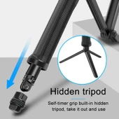 3 Yollu Monopod Tripod ve Tutacak Taşınabilir Sihirli Montaj Selfie Çubuğu GoPro Hero Serisi ve Diğer Aksiyon Kameraları için Uzatma Boyu 20-62cm - 4