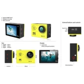 H9 4K Ultra HD 1080P 12MP 2 Inç LCD Ekran WiFi Spor Kamerası Siyah 170 Derece Geniş Açı Lens 30m Su Geçirmez - 9