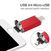 32GB 3 in 1 USB-C Type-C USB 20 OTG Flash Bellek Kirmizi - 6