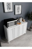 KZNMOB HOME Stella Çok Amaçlı Country Dolap, 4 Kapaklı Country Kiler Mutfak Dolabı Beyaz, Country Konsol - 2