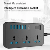 T09 3000W Yüksek Güç Çok Fonksiyonlu 3 Delikli Uluslararası Evrensel Priz 6 USB Akıllı Şarjlı ABD Prizi - 2