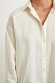 Çift Çizgili Modal Gömlek Ekru thumbnail 5