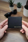 Siyah Hakiki Deri Cüzdan Kişiye Özel İsim Baskılı 12 Kartlık Ve Çift Para Bölmeli İnce Model thumbnail 8