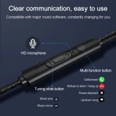 USB C Tipi Kablolu Kulak İçi Kulaklık Mikrofonlu Siyah Mega Bas - 11