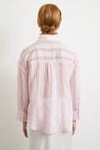 Organze Çizgili Gömlek Pembe thumbnail 5
