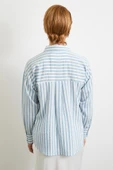 Multi Çizgili Cepli Gömlek Mavi thumbnail 6