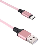 1 Metre 2A Çıkışlı USB Mikro USB Naylon Örgü Veri Senkronizasyon ve Şarj Kablosu Pembe - 3