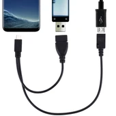 USB 2.0 Micro-B Erkek to USB 2.0 Micro-B Dişi Erkek ve USB 2.0 Dişi Y Ayırıcı OTG Kablosu Siyah 19cm - 4