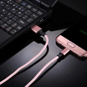1 Metre 2A Çıkışlı USB Mikro USB Naylon Örgü Veri Senkronizasyon ve Şarj Kablosu Pembe - 8