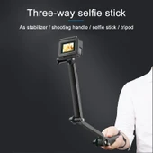 3 Yollu Monopod Tripod ve Tutacak Taşınabilir Sihirli Montaj Selfie Çubuğu GoPro Hero Serisi ve Diğer Aksiyon Kameraları için Uzatma Boyu 20-62cm - 9