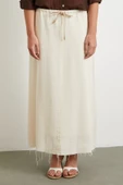 Beli Lastikli Astarlı Hasır Etek Krem thumbnail 4