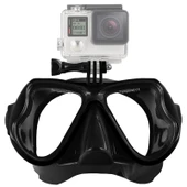 Su Sporları Dalış Maskesi Siyah - GoPro ve Diğer Aksiyon Kameraları İçin - 1